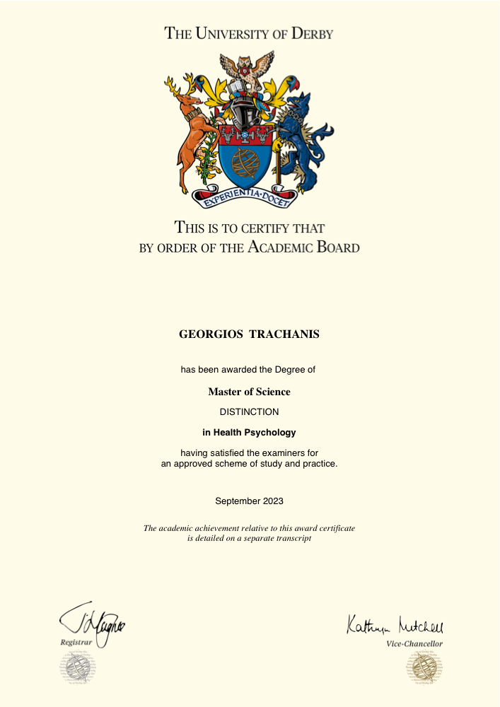 MSc Health Psychology -University of Derby